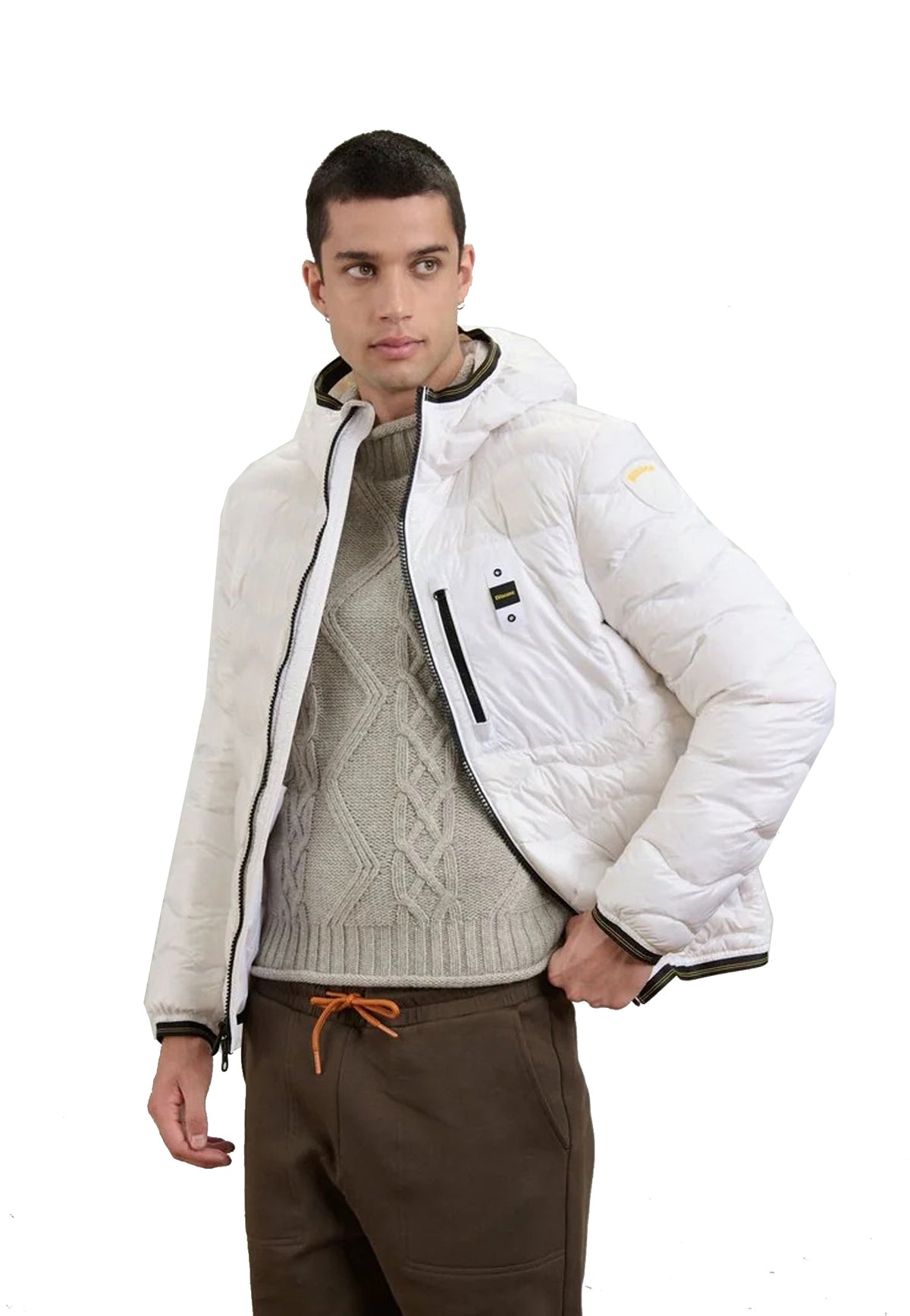 Giubbino Piumino bianco trapuntato a onde corto Blauer A26 26WBLUC03064 100100 BLAUER 