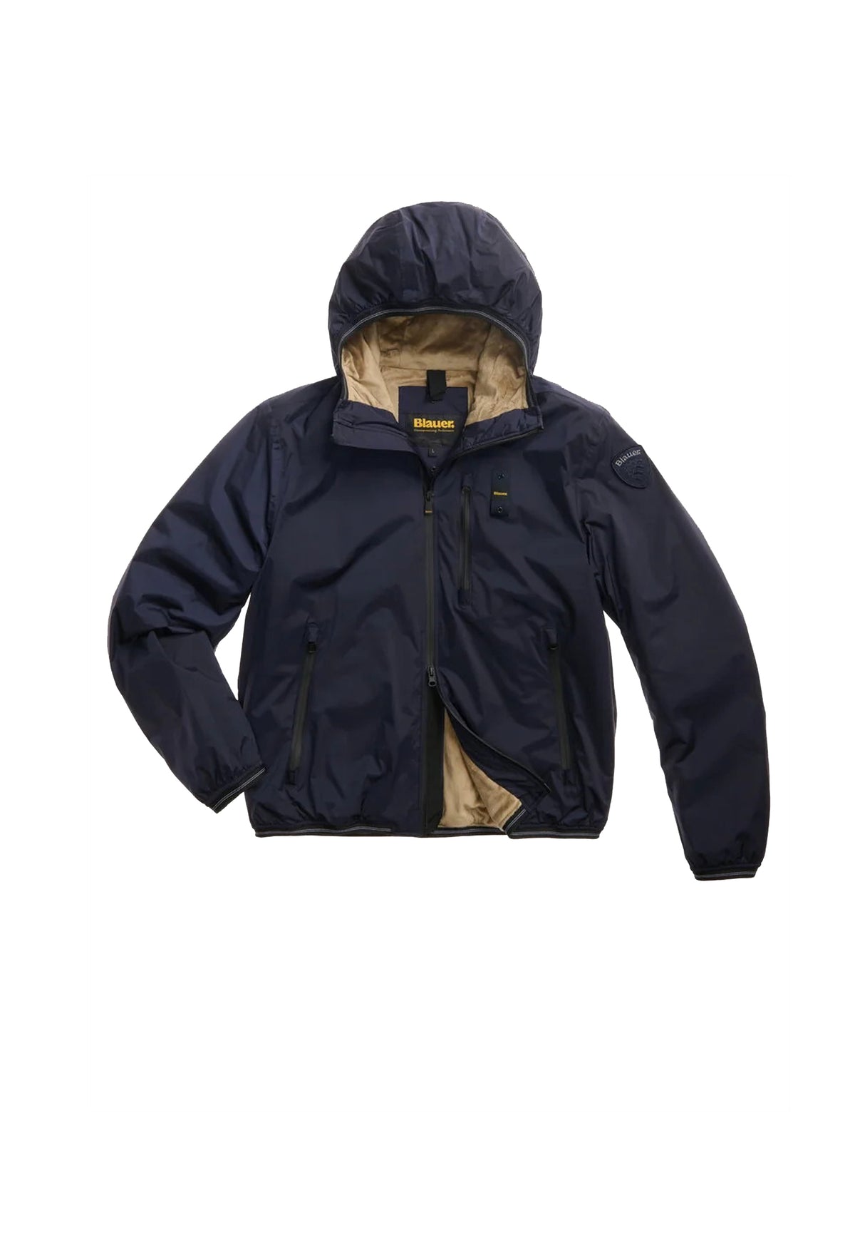 Giubbino blu con cappuccio interna pelliccia ecologica Blauer A26 26WBLUC11056 888888 BLAUER 