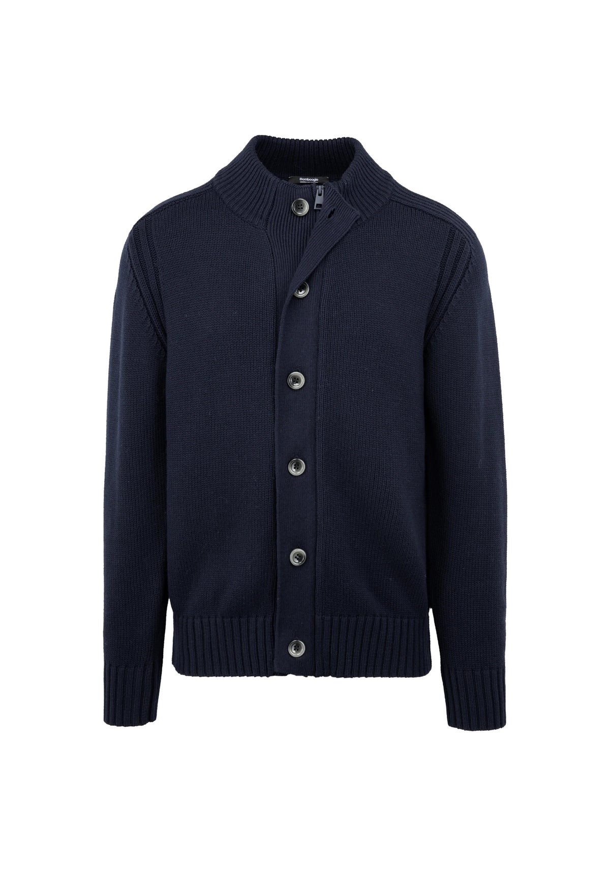 Maglione cardigan blu collo alto e bottoni misto cotone e lana Bomboogie A26 MM8220TKCNW 205205 BOMBOOGIE 
