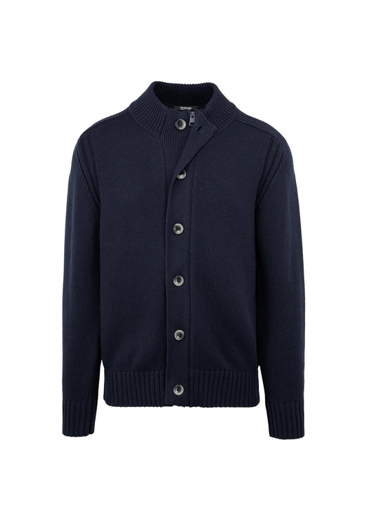 Maglione cardigan blu collo alto e bottoni misto cotone e lana Bomboogie A26 MM8220TKCNW 205205 BOMBOOGIE 