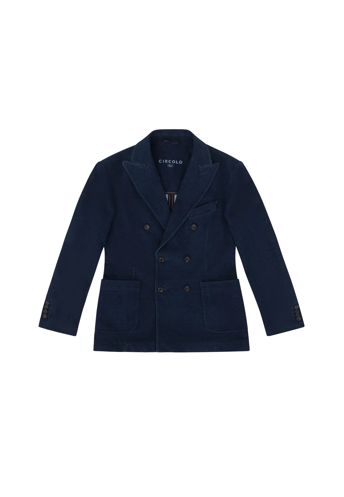 Giacca Blazer doppiopetto in felpa blu indico fleece Circolo 1901 A26 CN5415 INDIND CIRCOLO 1901 
