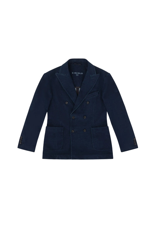 Giacca Blazer doppiopetto in felpa blu indico fleece Circolo 1901 A26 CN5415 INDIND CIRCOLO 1901 