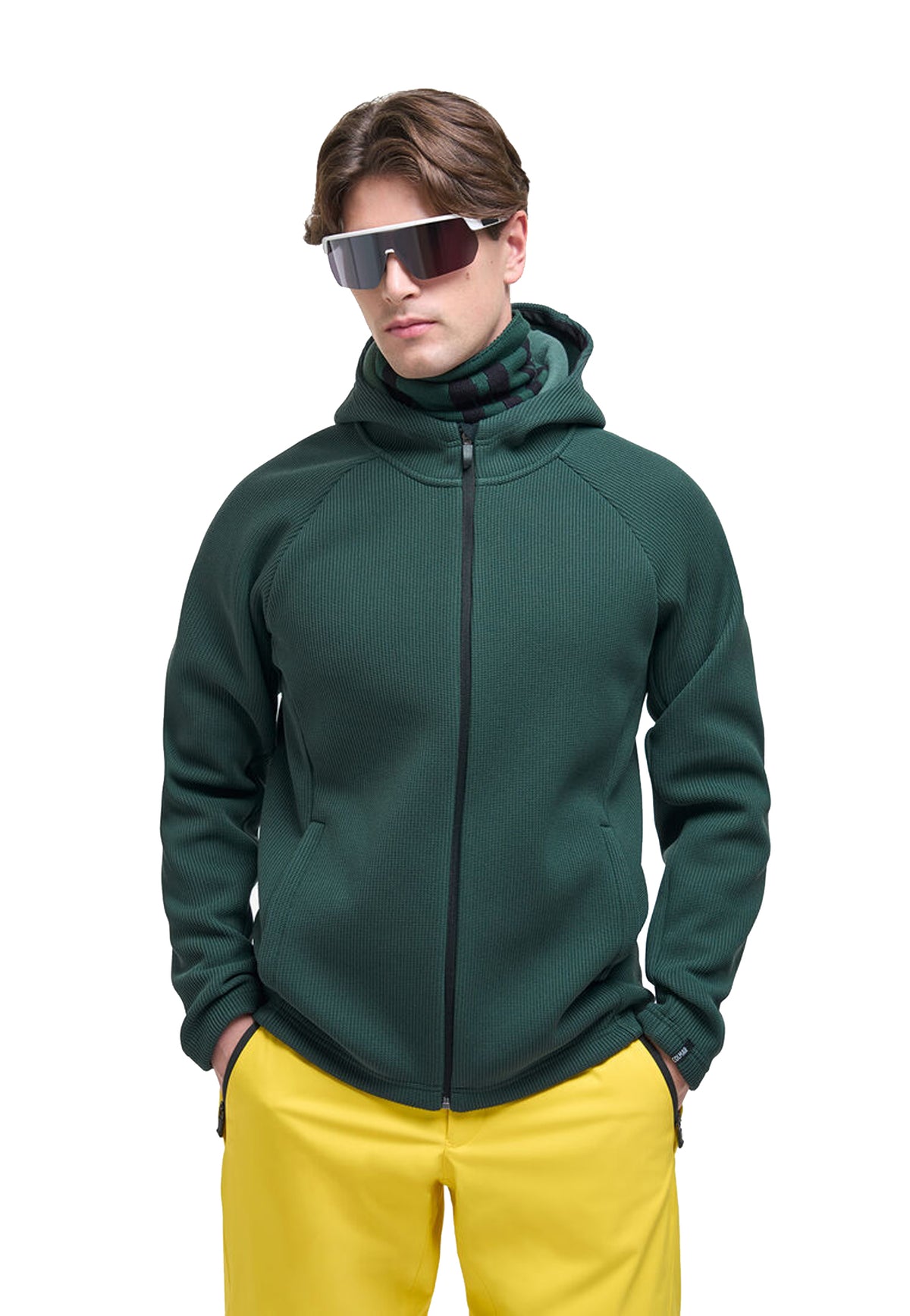 Felpa pile con cappuccio da sci verde a coste Colmar A26 83000049 3OL784 COLMAR 