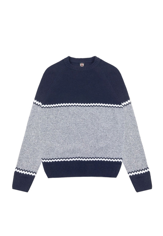 Maglia pullover girocollo blu grigio misto lana Jacquard Colmar A26 44000009 2GI925 COLMAR ORIGINALS 