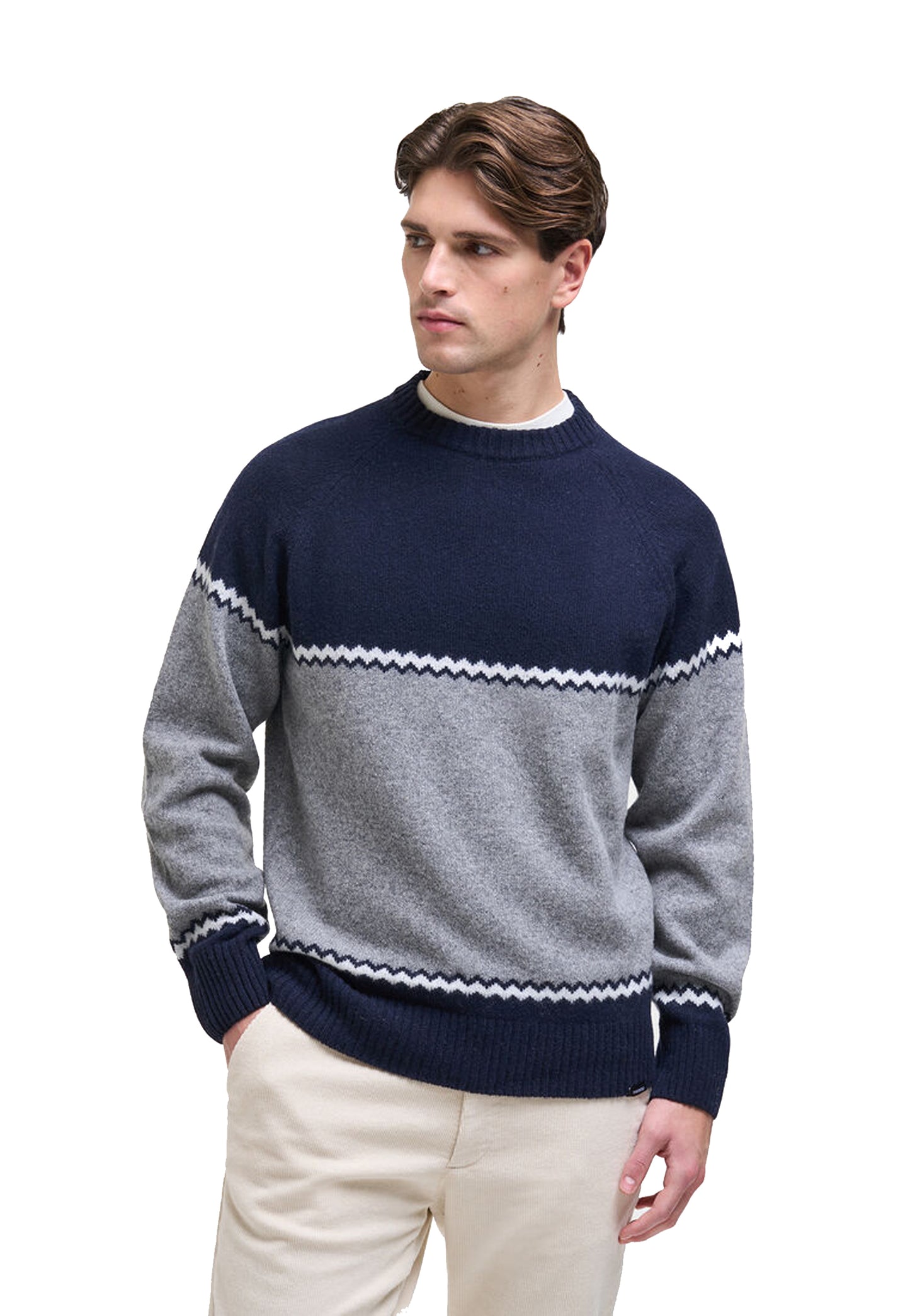 Maglia pullover girocollo blu grigio misto lana Jacquard Colmar A26 44000009 2GI925 COLMAR ORIGINALS 