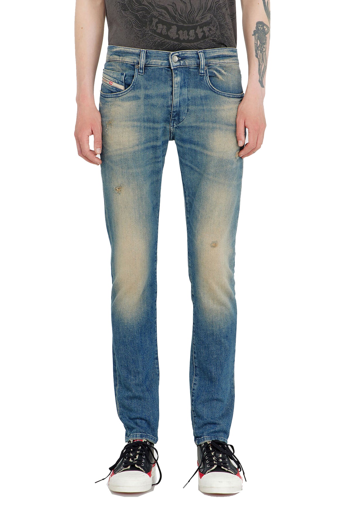 Pantaloni blu scuro slim fit vita media 2019 D-Strukt Diesel A26 A03558 0KBBM 01 900900 DIESEL 