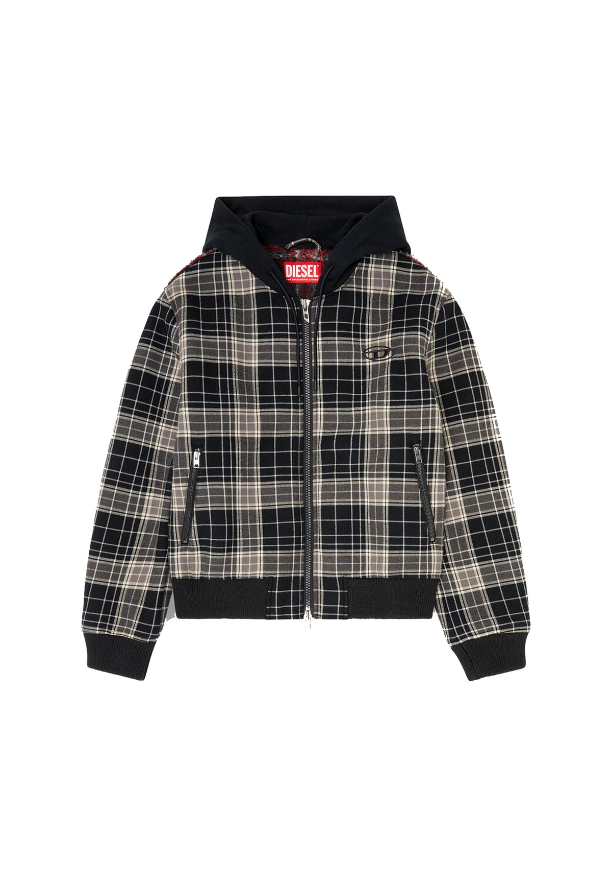 Giacca Bomber con cappuccio in flanella a quadri interno teddy W-Kunst Diesel A26 A22785 0CJCL 9XXA 11 DIESEL 