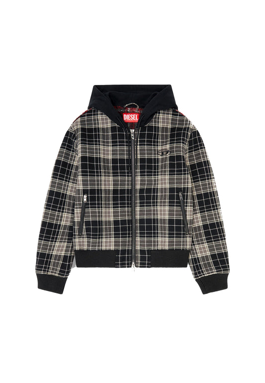 Giacca Bomber con cappuccio in flanella a quadri interno teddy W-Kunst Diesel A26 A22785 0CJCL 9XXA 11 DIESEL 