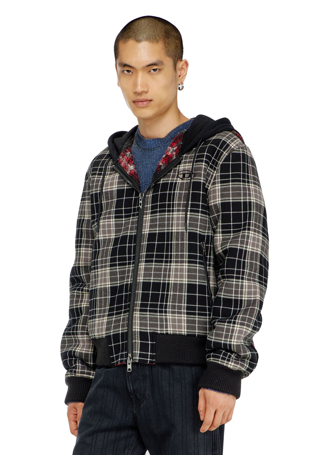 Giacca Bomber con cappuccio in flanella a quadri interno teddy W-Kunst Diesel A26 A22785 0CJCL 9XXA 11 DIESEL 