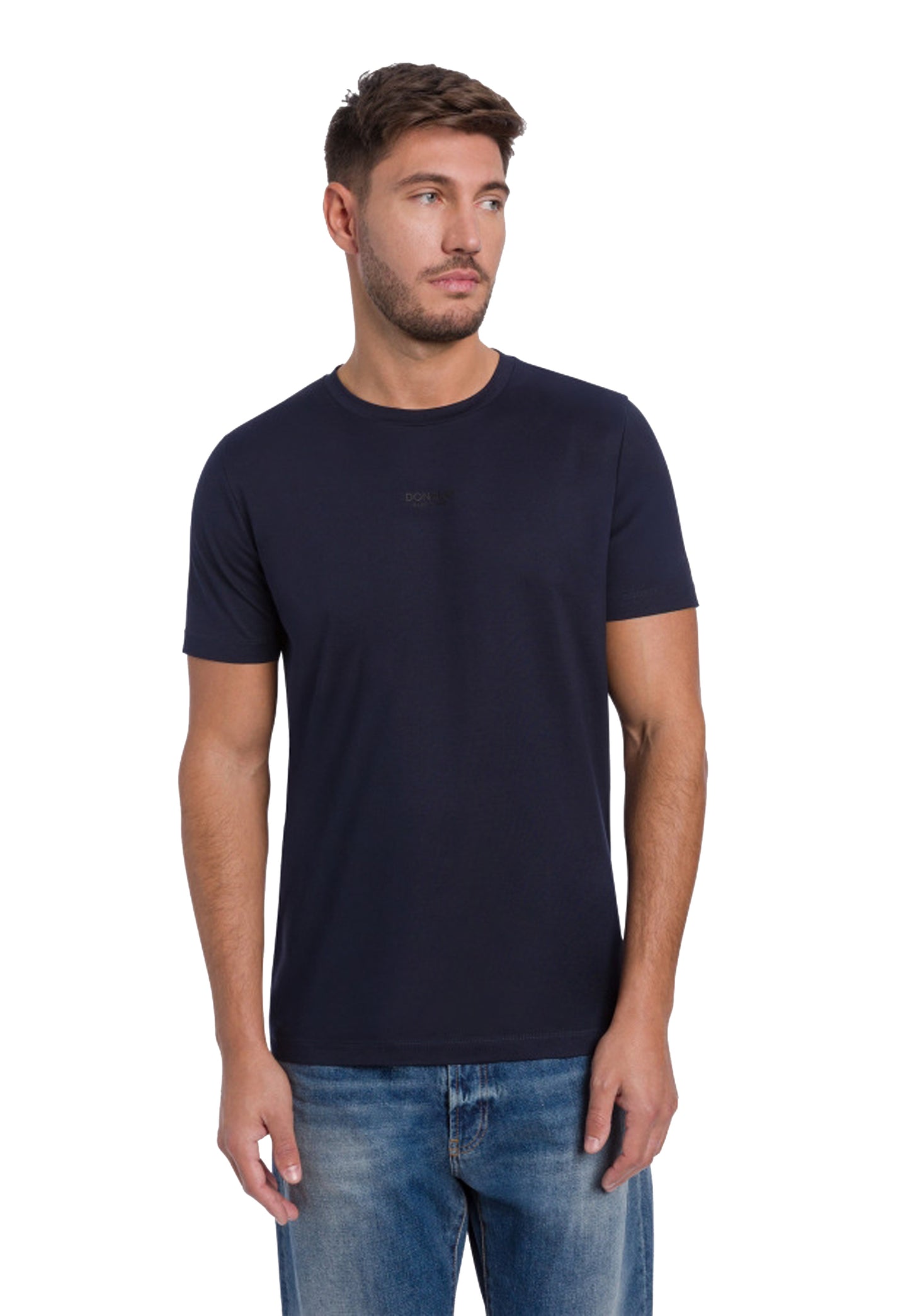 T-shirt girocollo blu cotone regular fit Dondup A26 US198 JF0271U 890890 DONDUP 