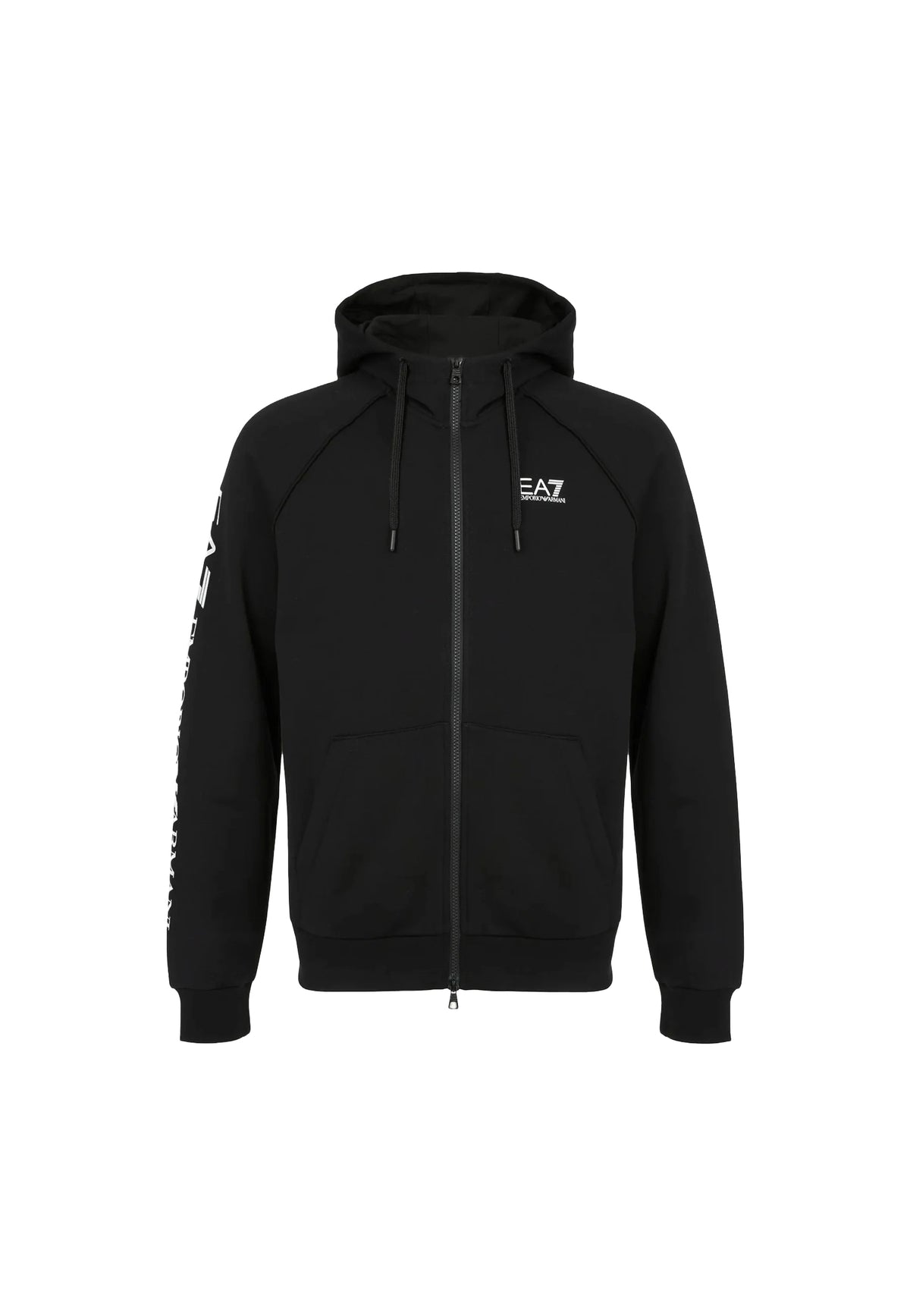 Felpa con cappuccio full zip nera misto cotone EA7 Armani A26 7M001047 AF10377 MC001MC001 EA7 