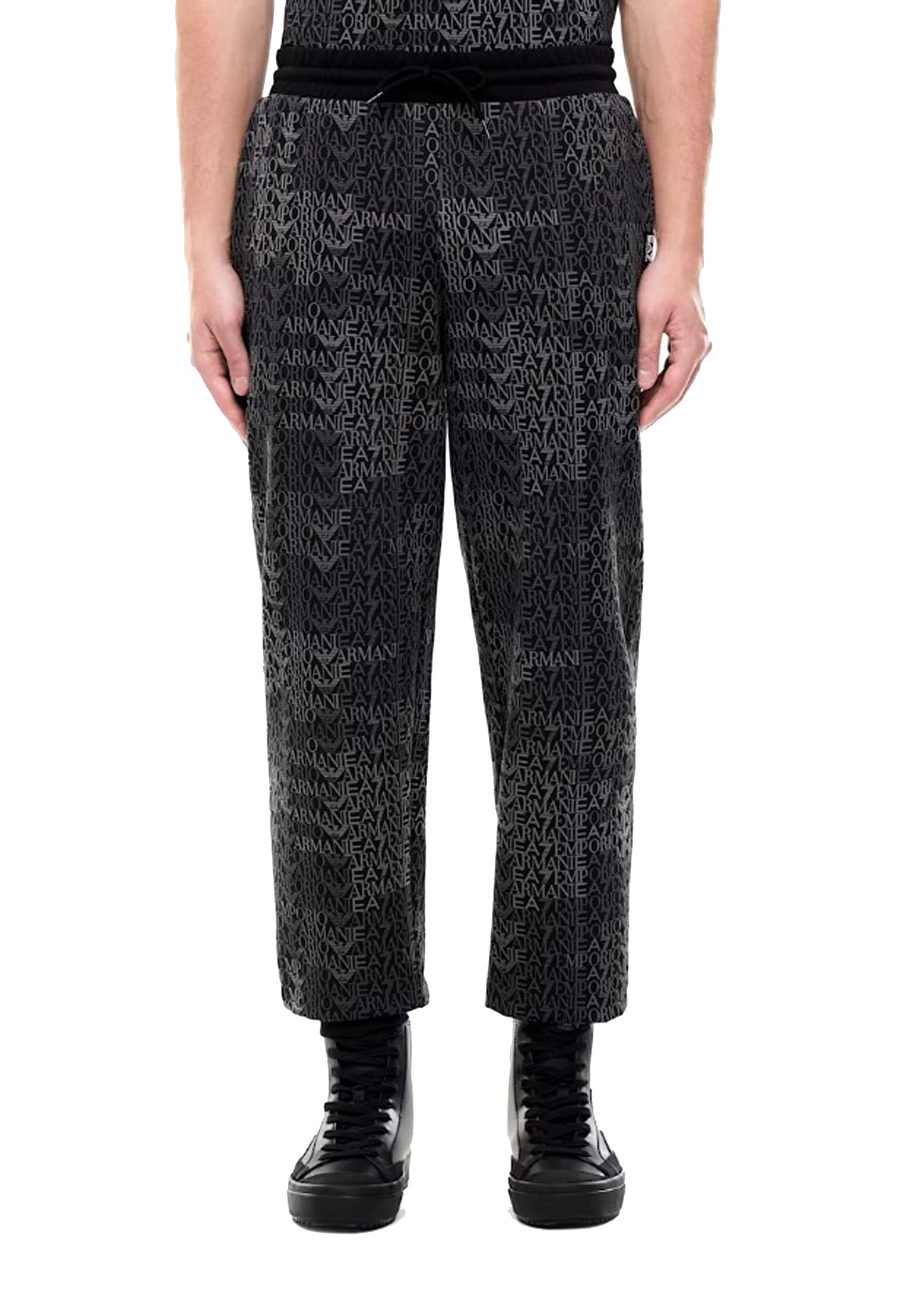 Pantaloni jogger neri misto cotone monogramma EA7 Armani A26 7M002207 AF12660 FC099FC099 EA7 