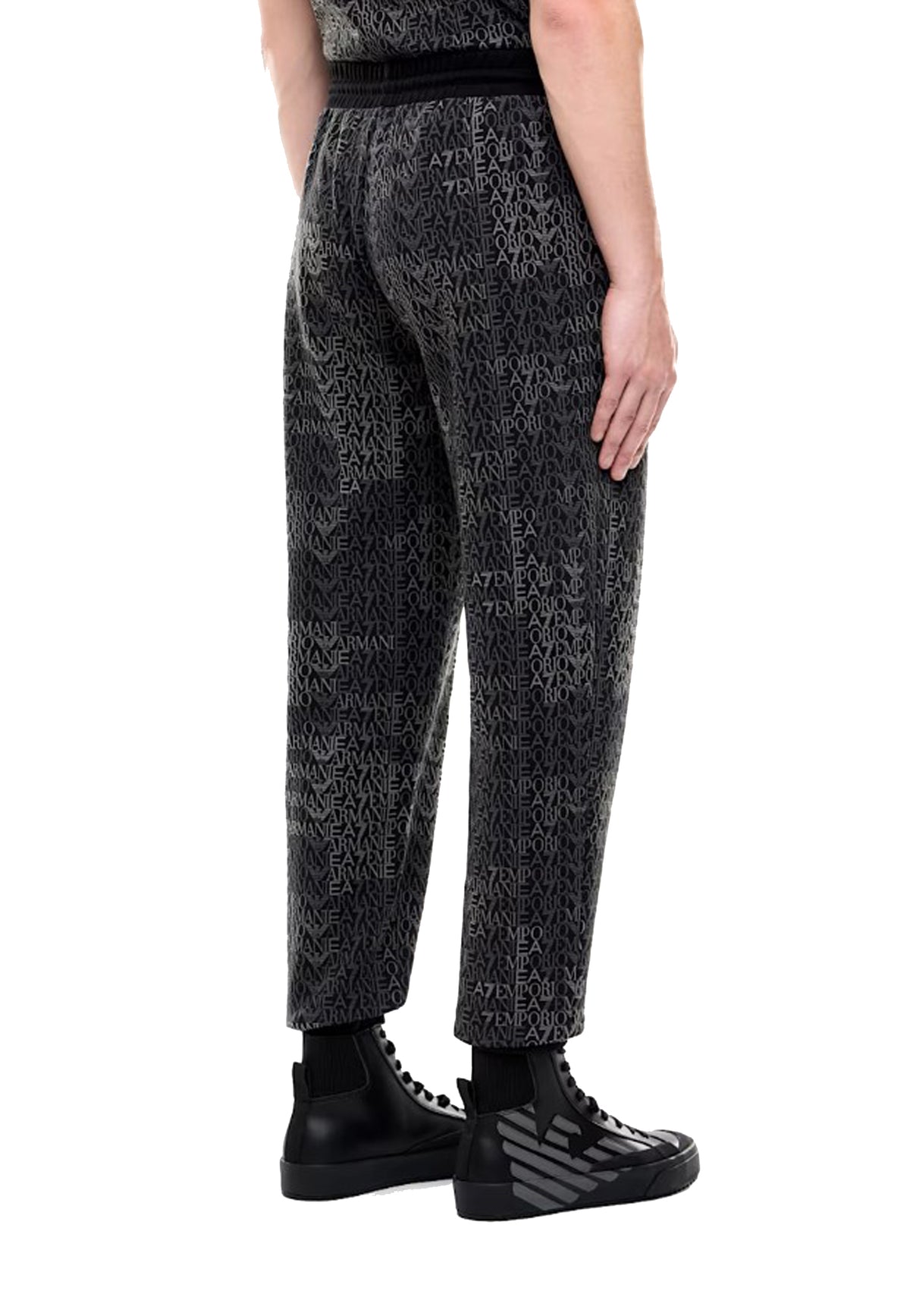 Pantaloni jogger neri misto cotone monogramma EA7 Armani A26 7M002207 AF12660 FC099FC099 EA7 