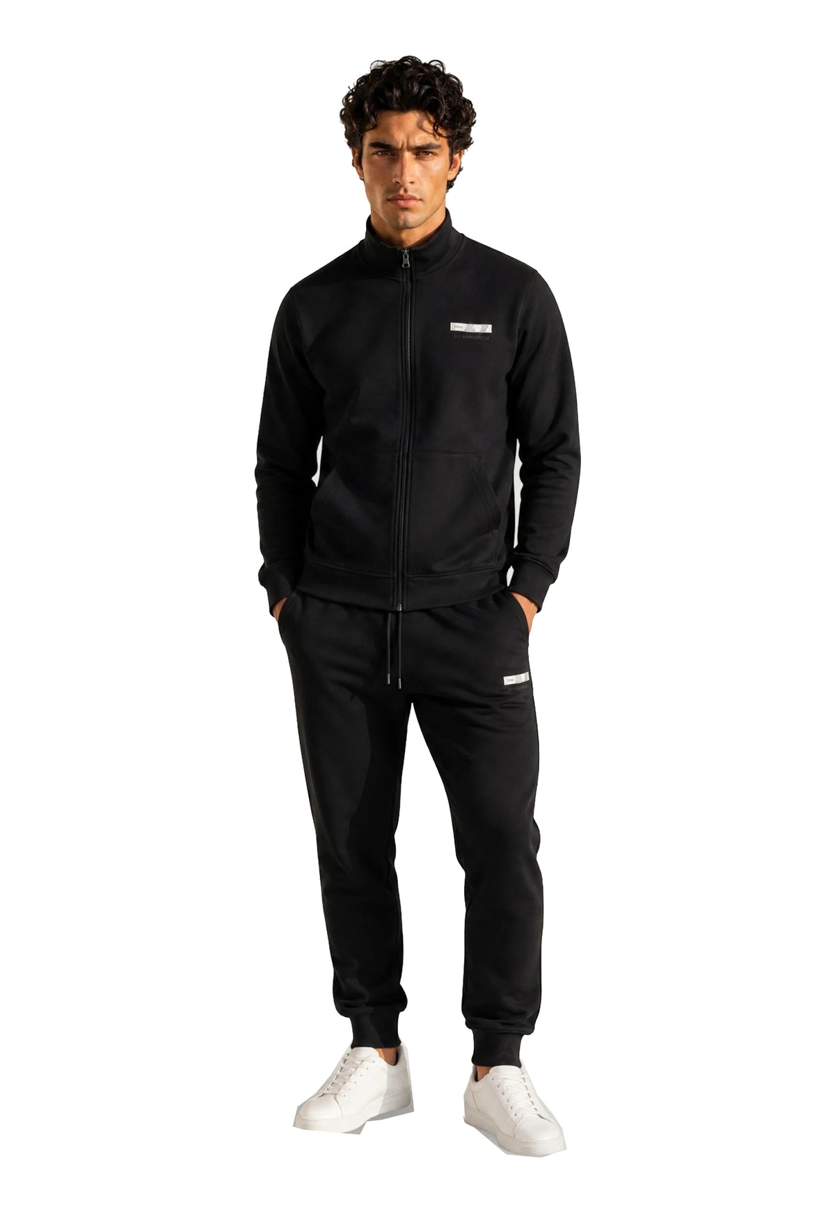 Tuta completa nera con zip misto cotone EA7 Armani A26 7M002431 AF10377 MC001MC001 EA7 