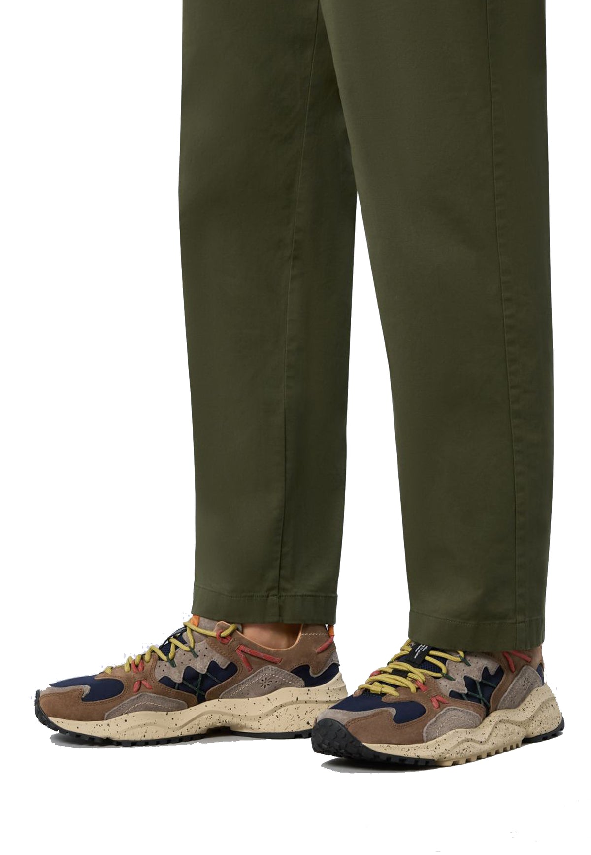 Scarpe sneakers marrone e nero pelle Yamabushi uomo Flower Mountain A26 2019509 03 1D33 //BROWN BLACK FLOWER 