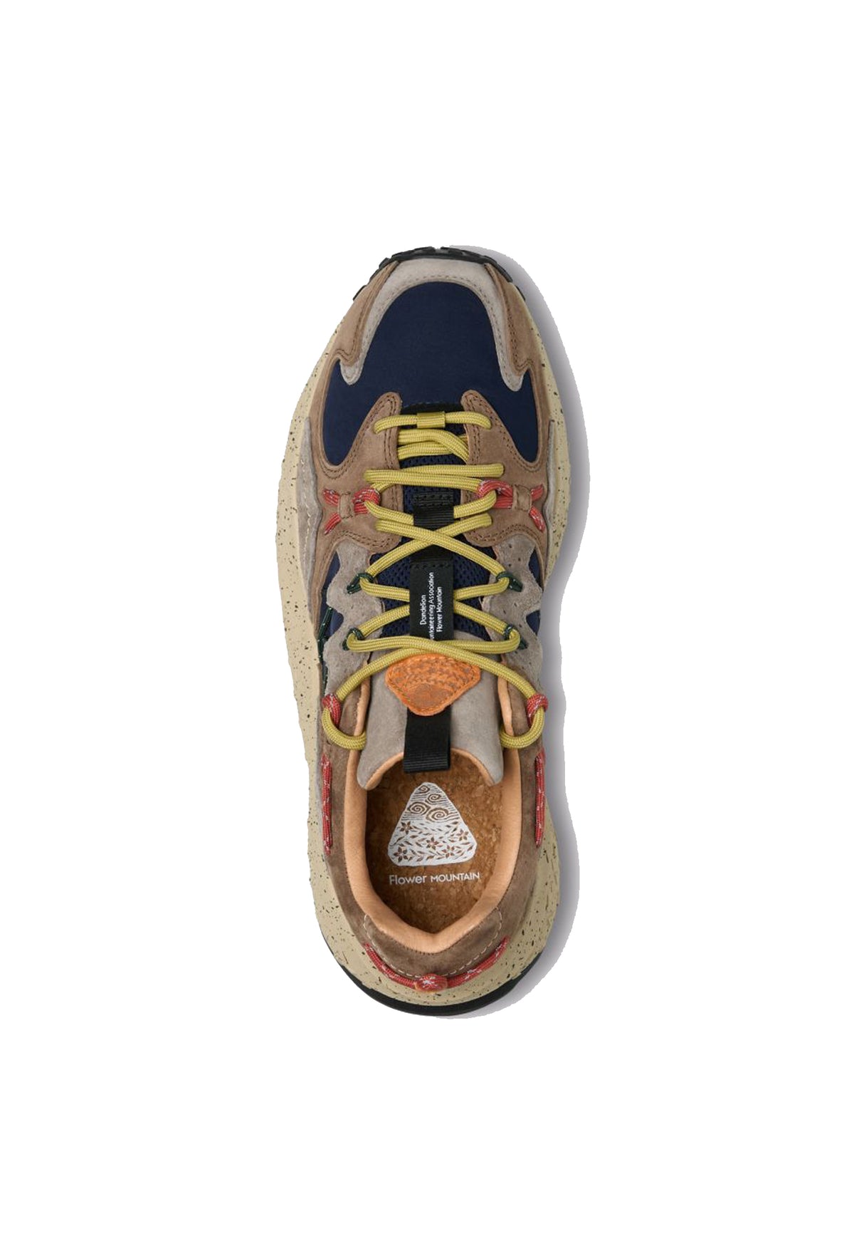 Scarpe sneakers marrone e nero pelle Yamabushi uomo Flower Mountain A26 2019509 03 1D33 //BROWN BLACK FLOWER 