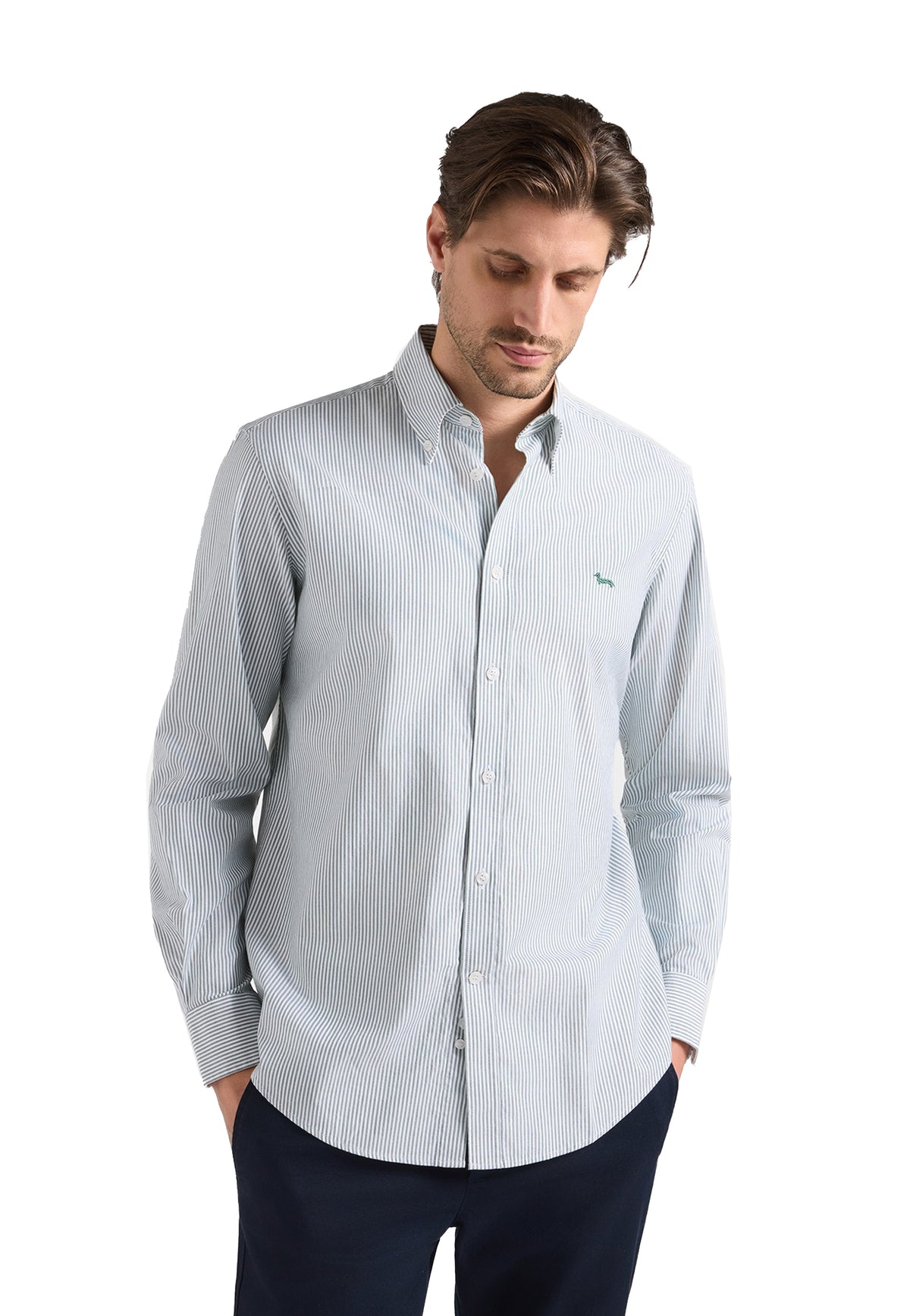 Camicia a righe verdi oxford cotone Harmont & Blaine A26 CRR011013933B 643643 HARMONT&BLAINE 