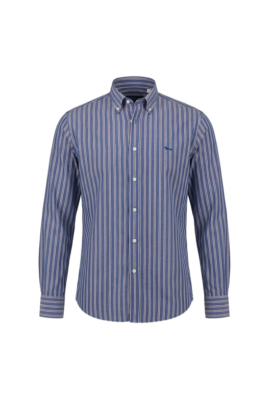 Camicia blu a righe marroni cotone Harmont & Blaine A26 CRR011013954M 801801 HARMONT&BLAINE 