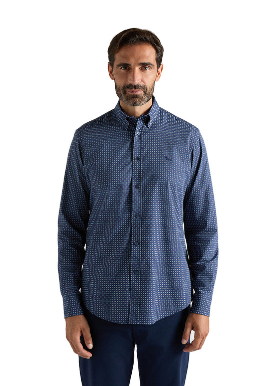 Camicia blu microstampa cotone Harmont & Blaine A26 CRR026013944M 836836 HARMONT&BLAINE 