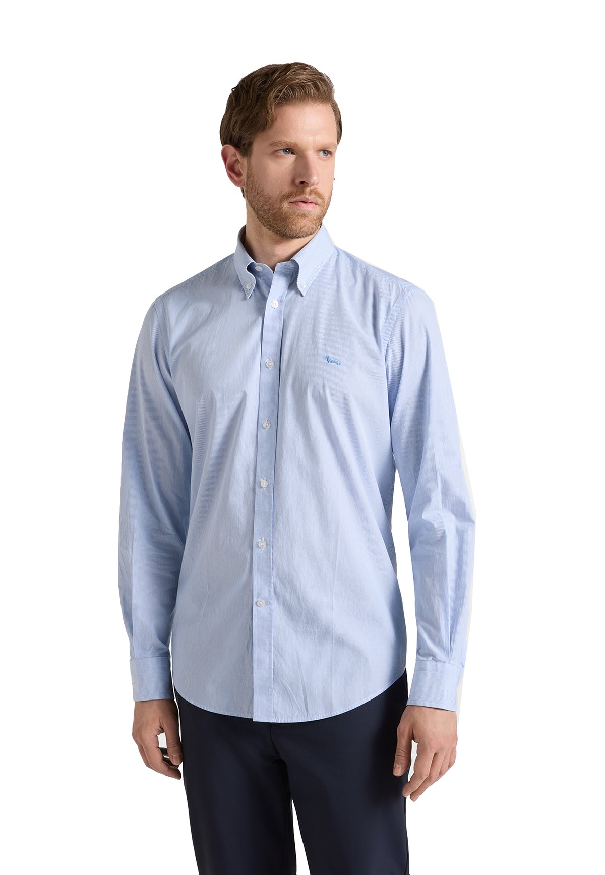 Camicia cotone micro riga azzurra regular fit Harmont & Blaine A26 CRR074013435B 810810 HARMONT&BLAINE 