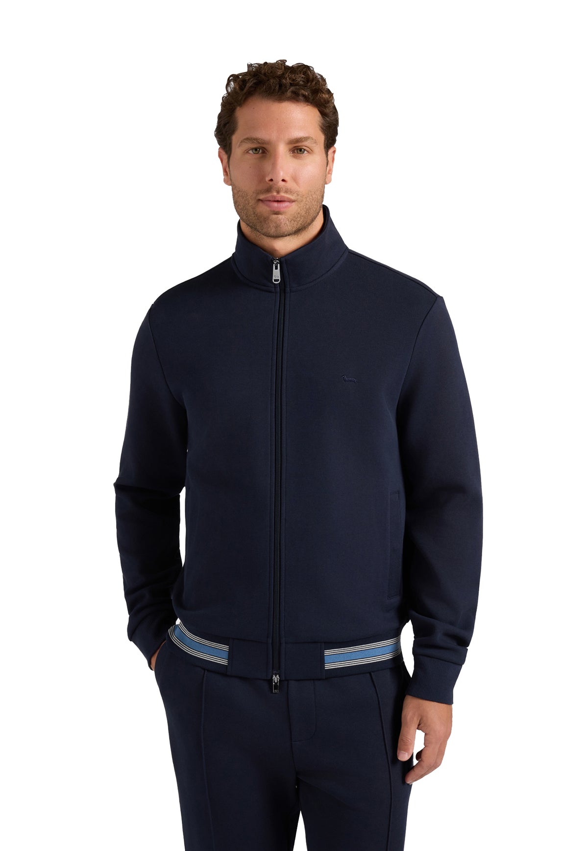 Felpa full zip in piquet misto cotone blu Harmont & Blaine A26 FRR246021942 801801 HARMONT&BLAINE 