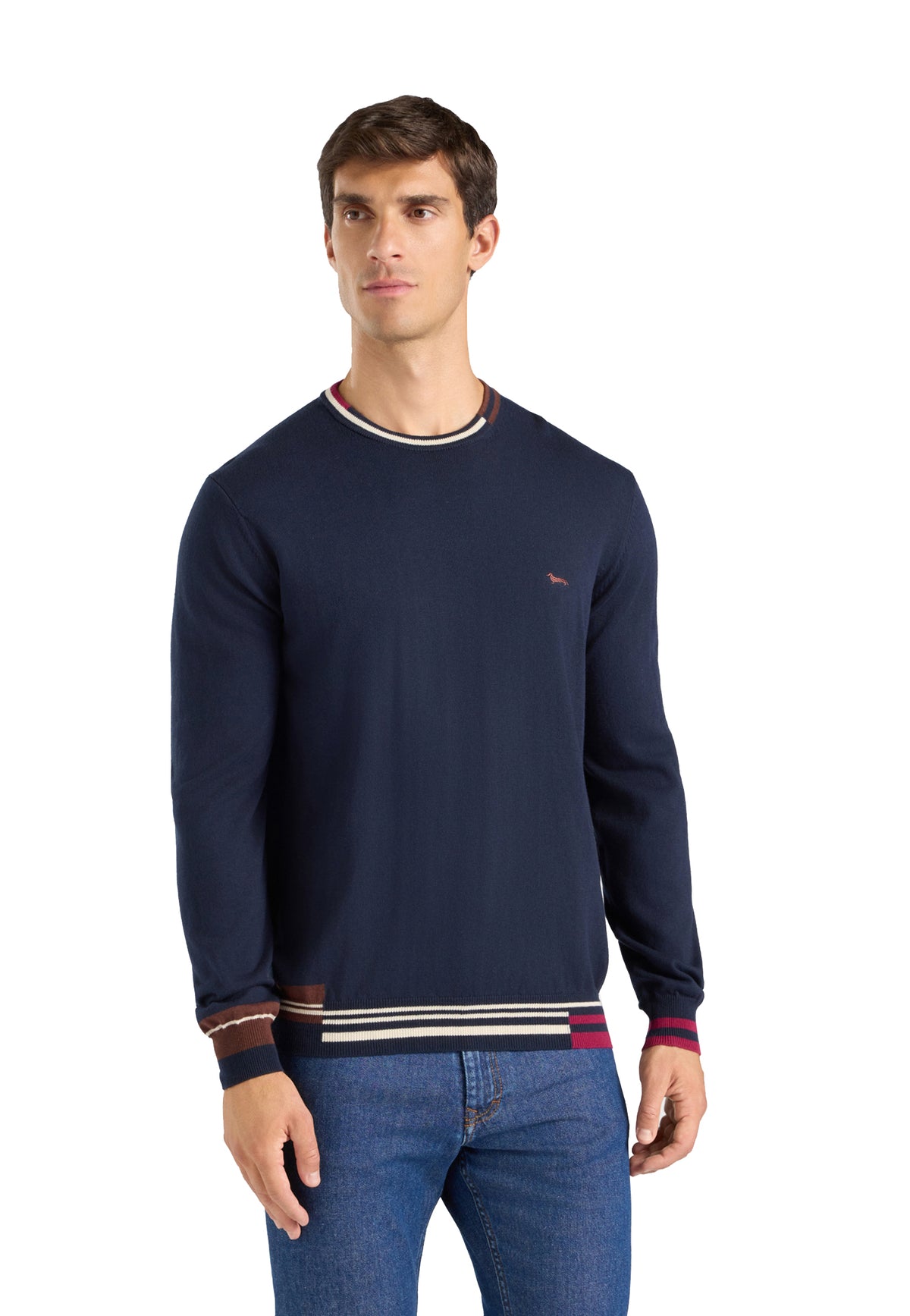 Maglia girocollo blu misto lana cotone regular fit Harmont & Blaine A26 HRR918030788 801801 HARMONT&BLAINE 