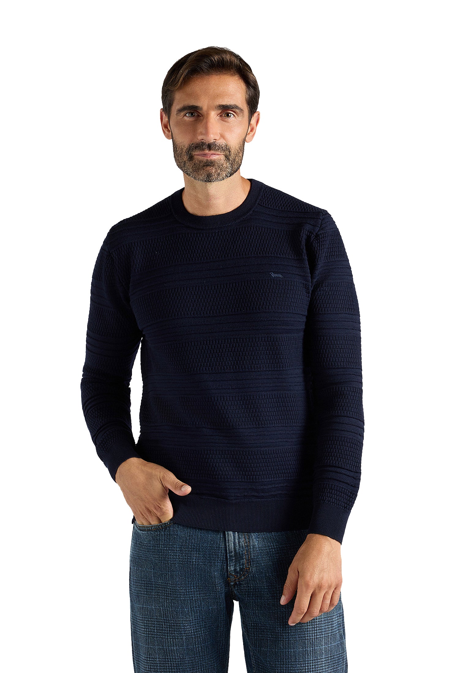 Maglia pullover girocollo blu lana regular fit Harmont & Blaine A26 HRR962030277 801801 HARMONT&BLAINE 