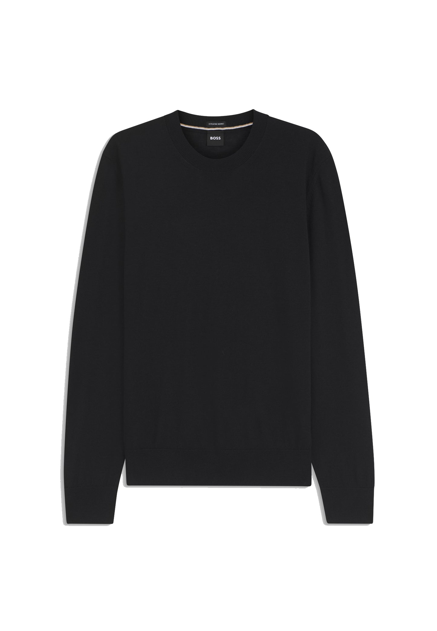 Maglione girocollo a coste pullover lana nero regular fit Hugo Boss A26 50565469 001001 HUGO BOSS 