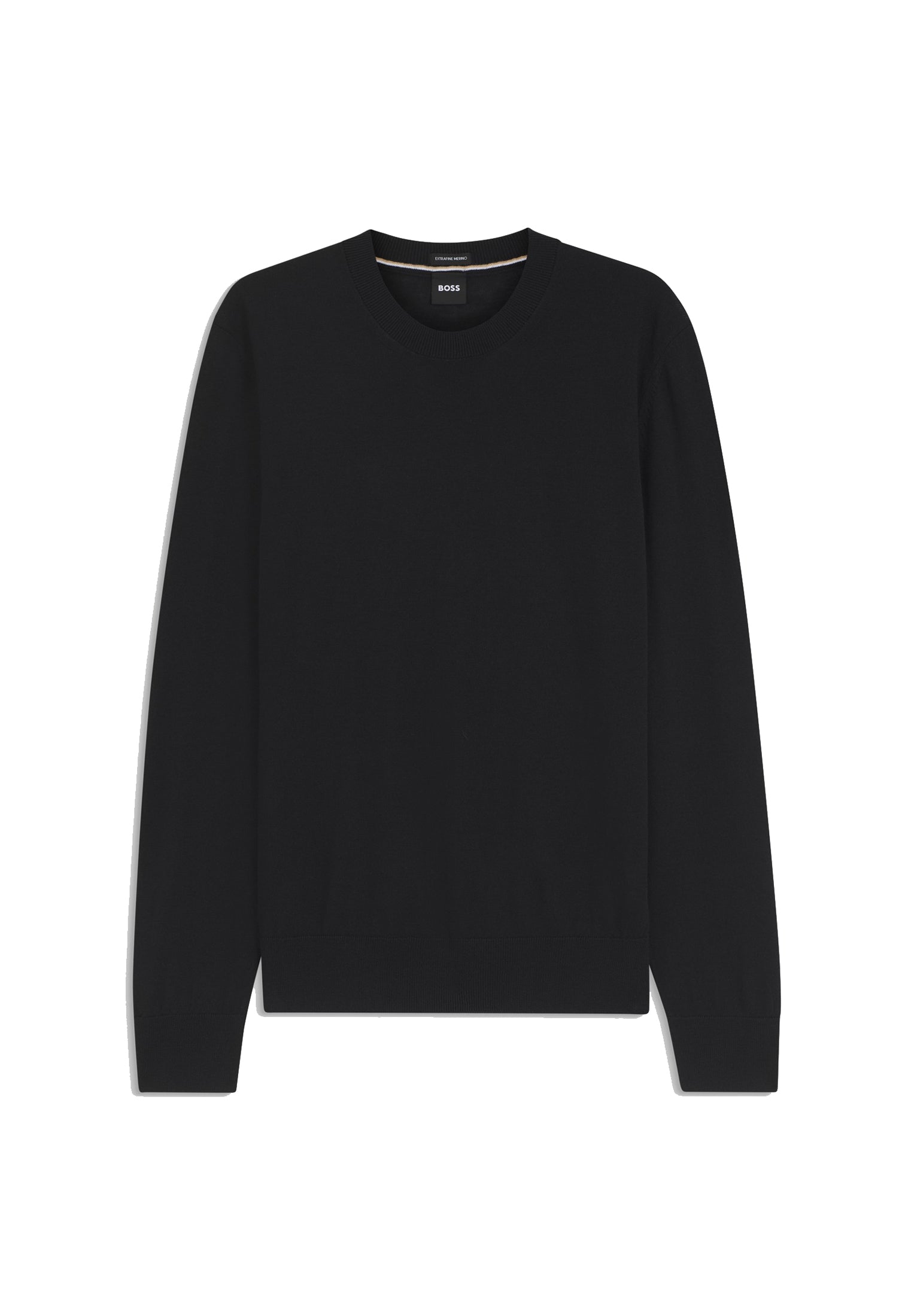 Maglione girocollo a coste pullover lana nero regular fit Hugo Boss A26 50565469 001001 HUGO BOSS 