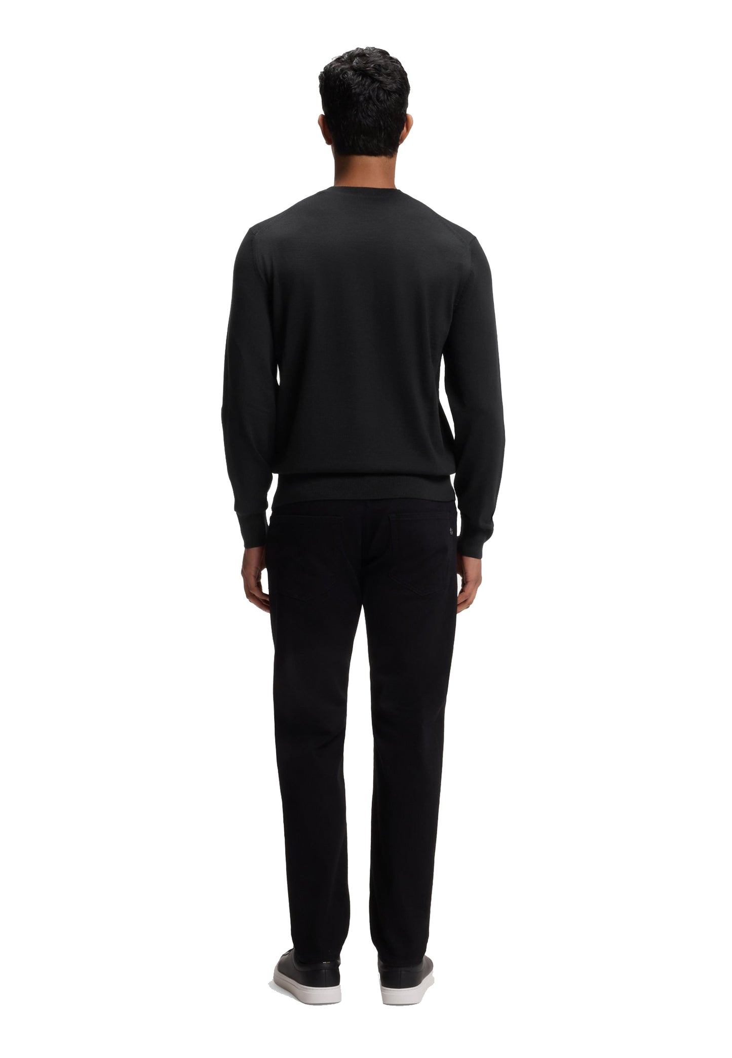 Maglione girocollo a coste pullover lana nero regular fit Hugo Boss A26 50565469 001001 HUGO BOSS 