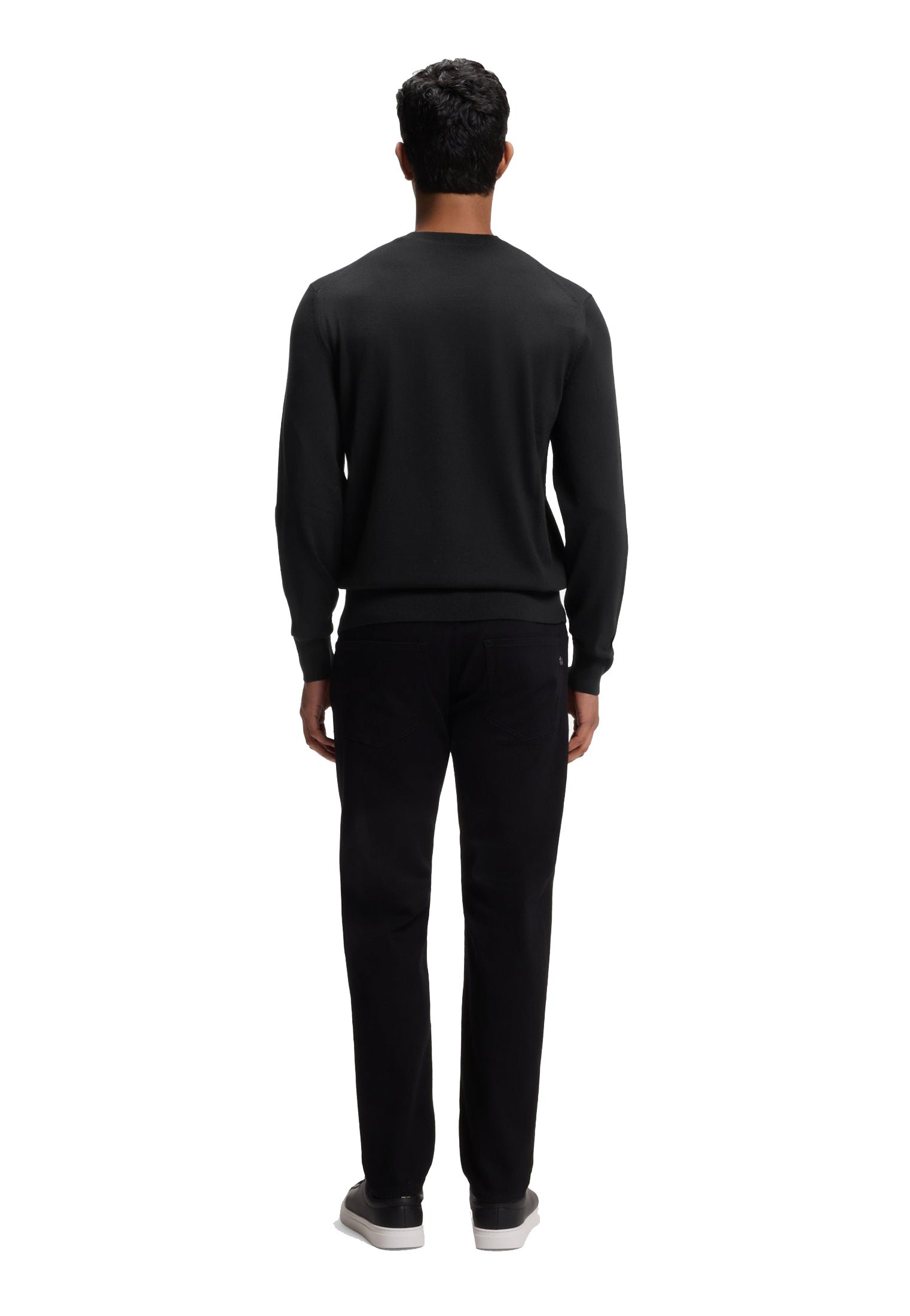 Maglione girocollo a coste pullover lana nero regular fit Hugo Boss A26 50565469 001001 HUGO BOSS 
