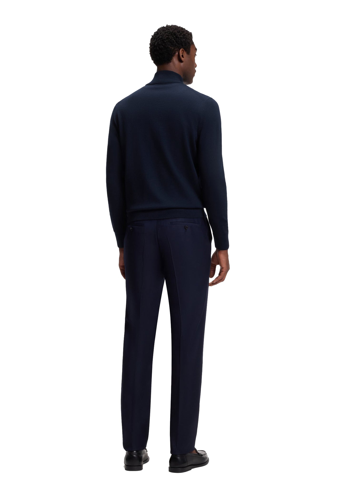 Maglia pullover colletto con zip blu scuro lana merino Hugo Boss A26 50565499 404404 HUGO BOSS 