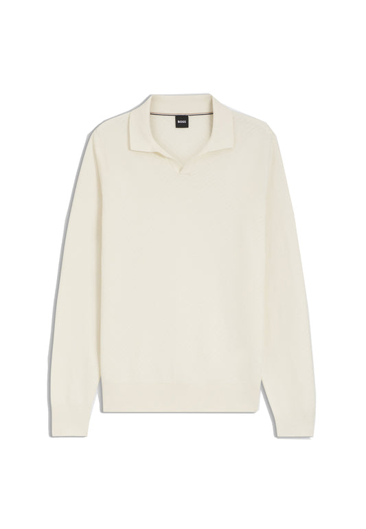 Maglione bianca cotone lavorato con colletto Hugo Boss A26 50565511 118118 HUGO BOSS 