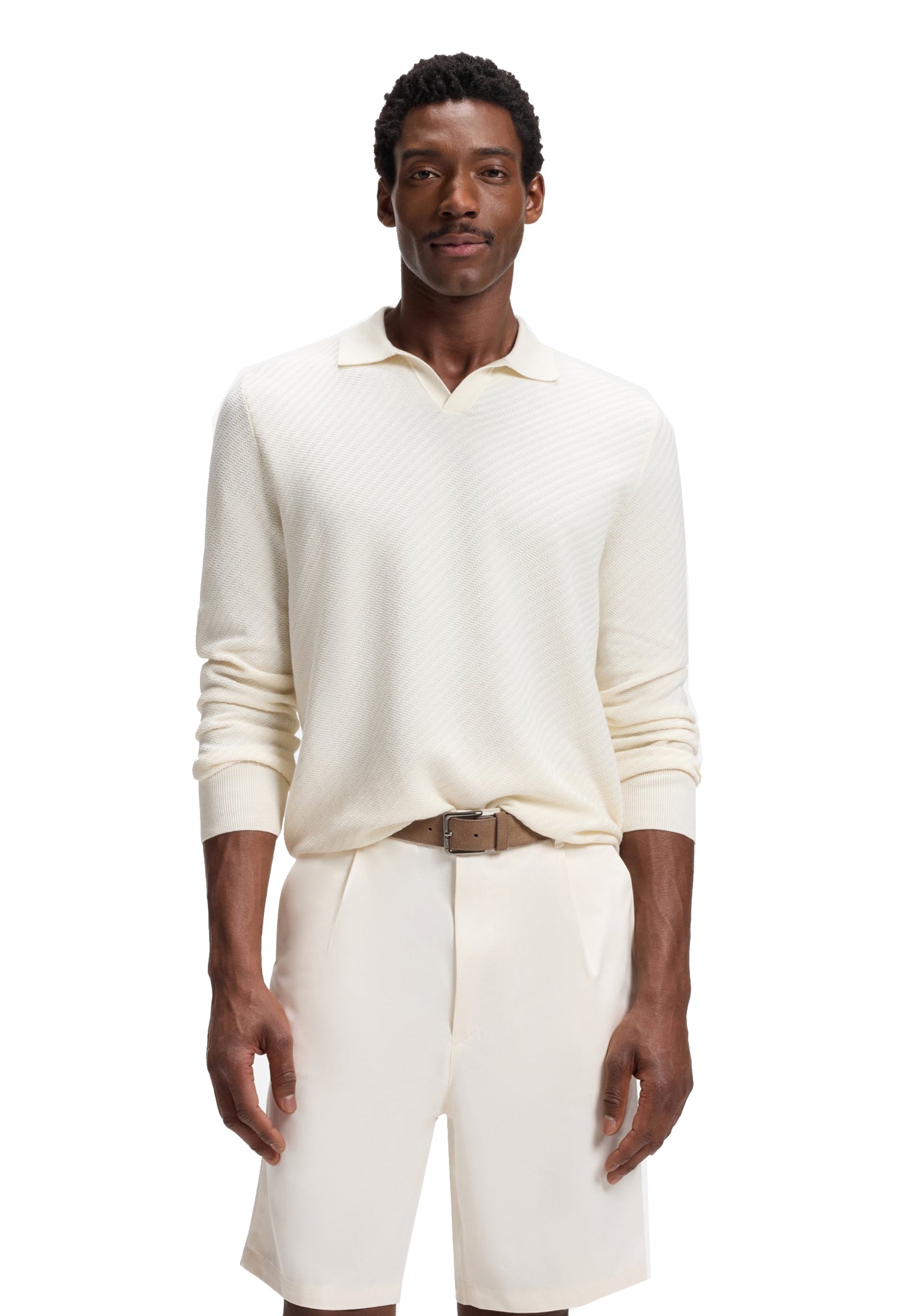 Maglione bianca cotone lavorato con colletto Hugo Boss A26 50565511 118118 HUGO BOSS 