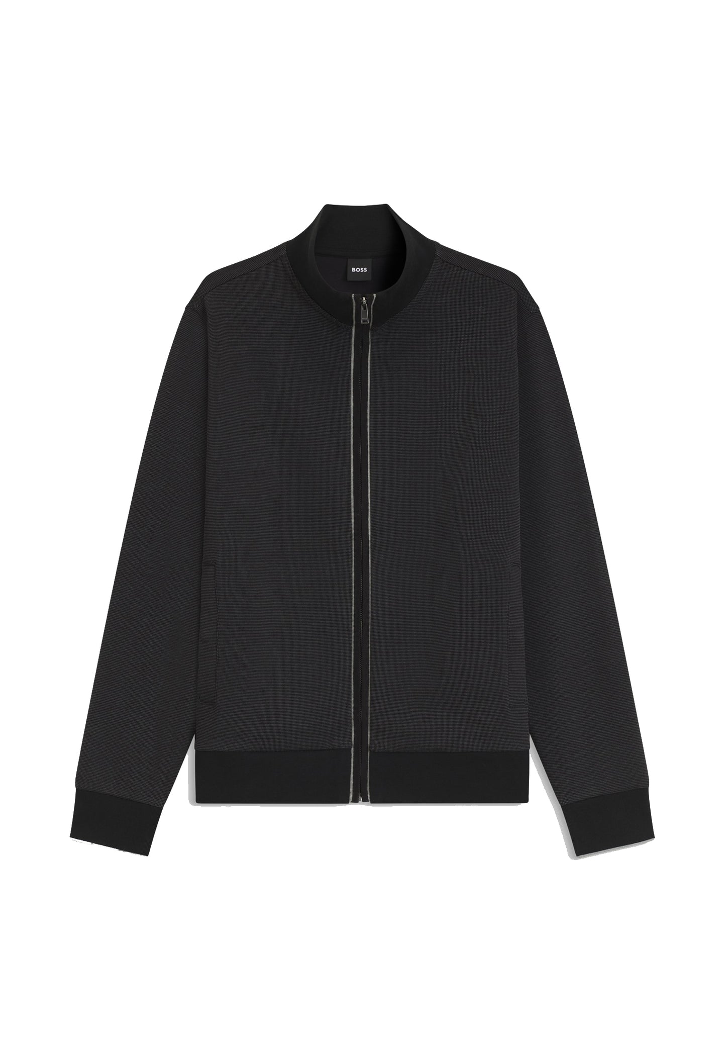 Felpa nera full zip cotone con colletto Hugo Boss A26 50565602 001001 HUGO BOSS 