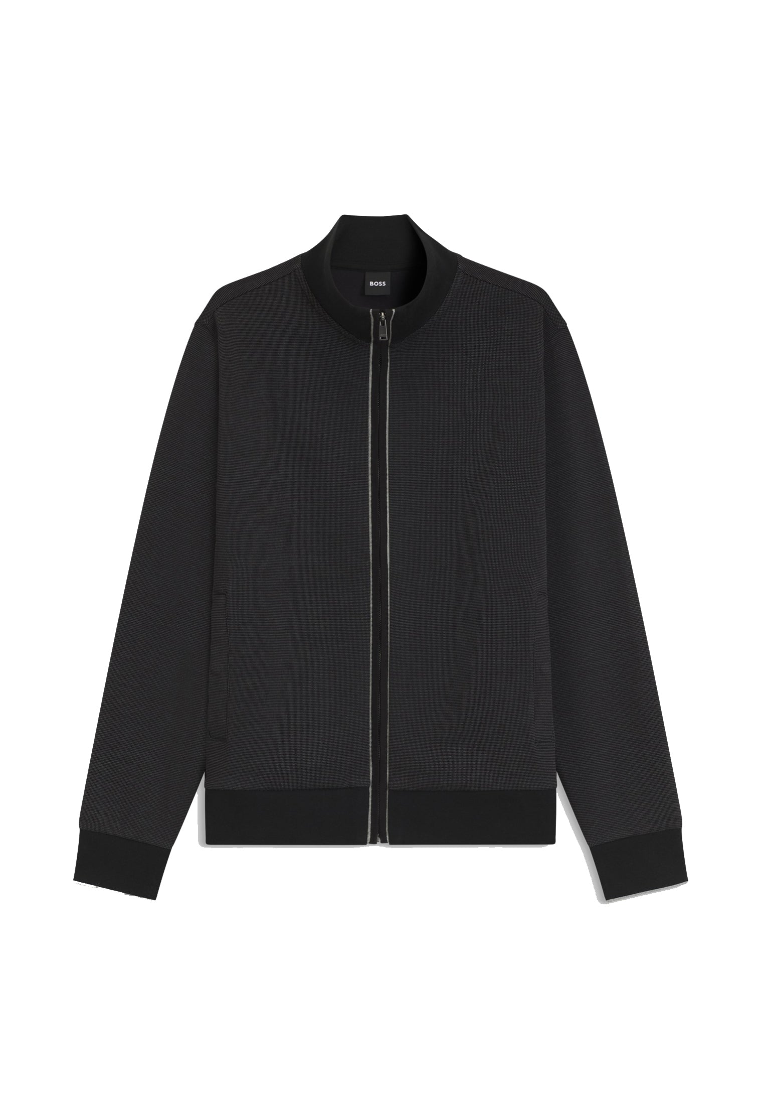 Felpa nera full zip cotone con colletto Hugo Boss A26 50565602 001001 HUGO BOSS 