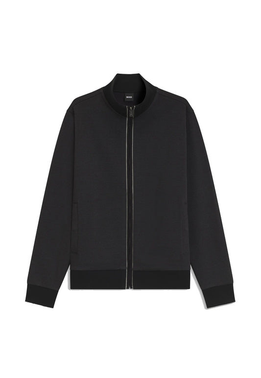 Felpa nera full zip cotone con colletto Hugo Boss A26 50565602 001001 HUGO BOSS 