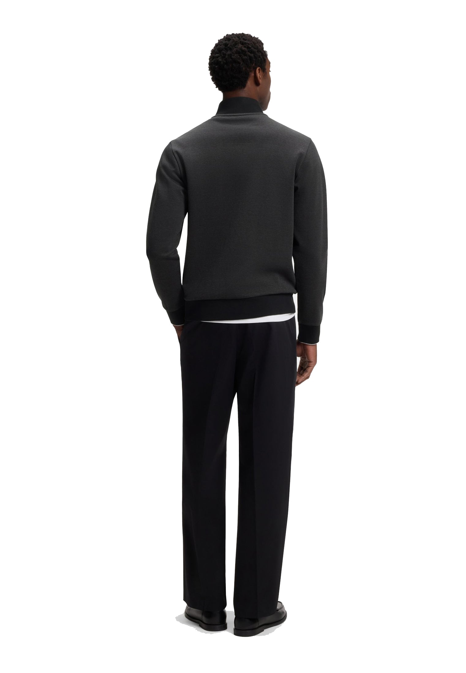 Felpa nera full zip cotone con colletto Hugo Boss A26 50565602 001001 HUGO BOSS 