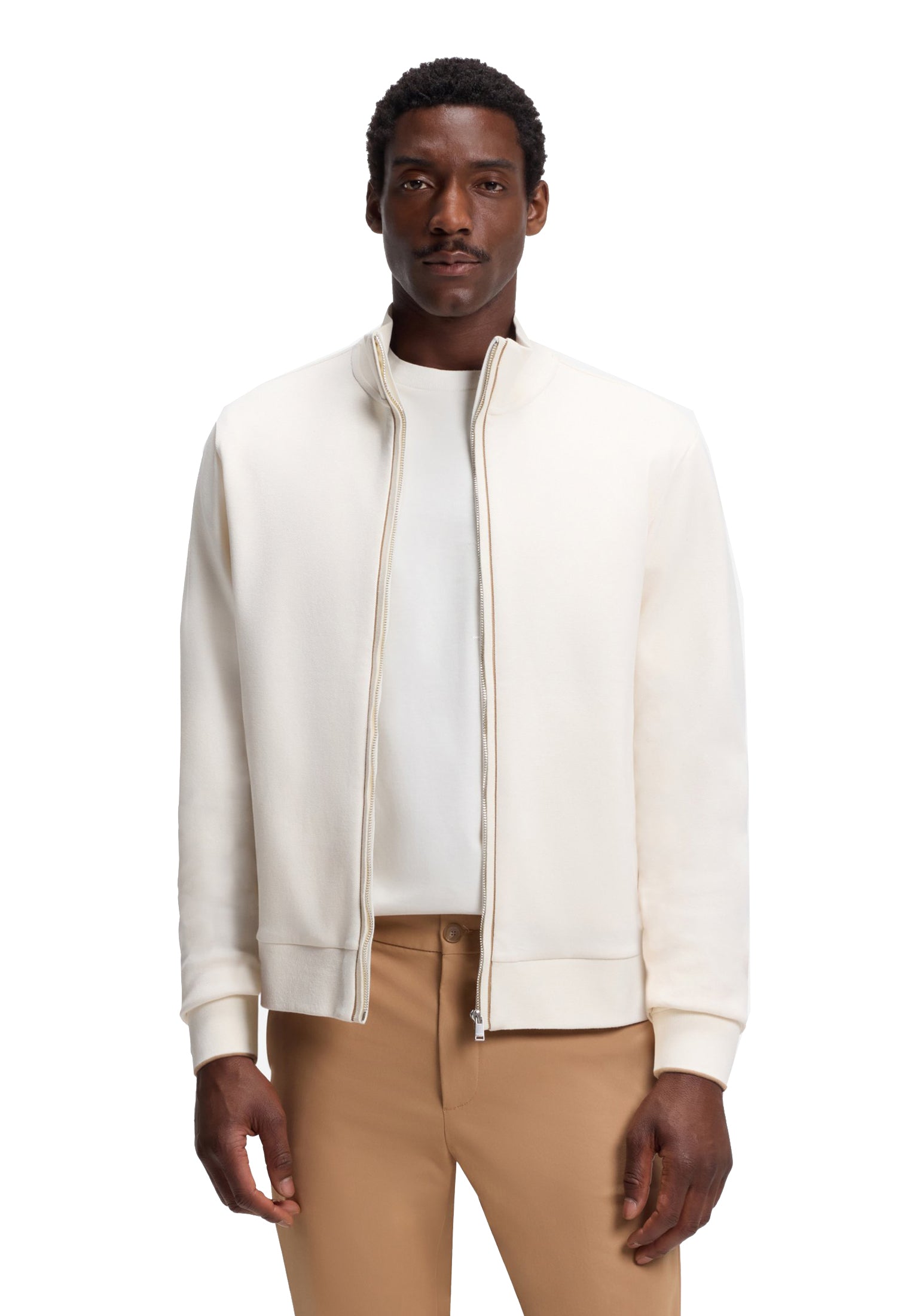 Felpa bianca full zip con colletto cotone Hugo Boss A26 50565602 118118 HUGO BOSS 