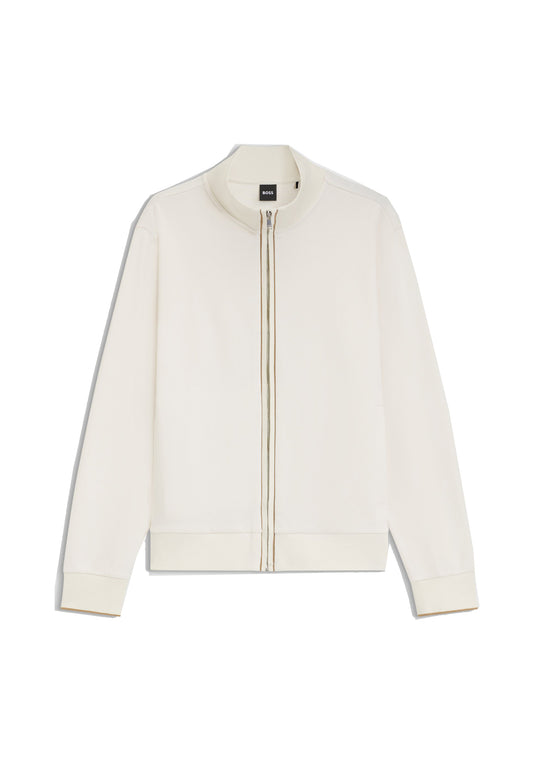 Felpa bianca full zip con colletto cotone Hugo Boss A26 50565602 118118 HUGO BOSS 