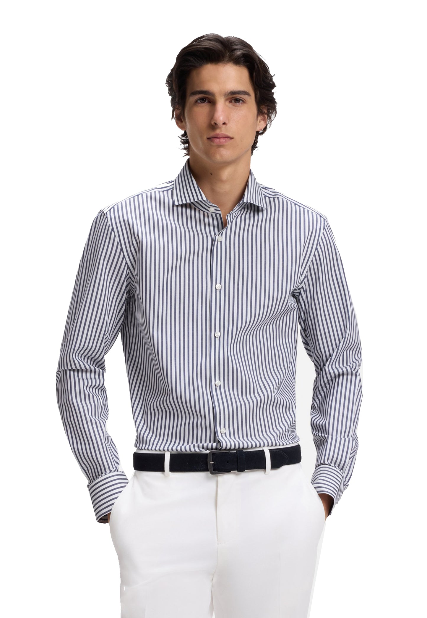 Camicia a righe blu slim fit cotone Hugo Boss A26 50567021 404404 HUGO BOSS 