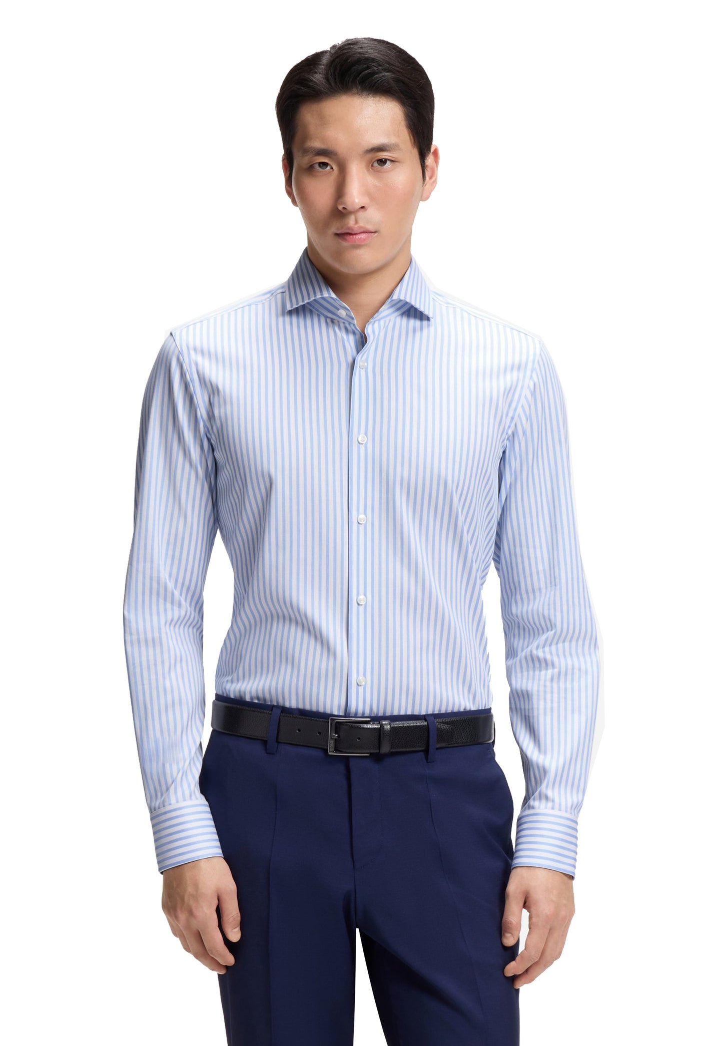Camicia a righe azzurre slim fit cotone Hugo Boss A26 50567021 452452 HUGO BOSS 