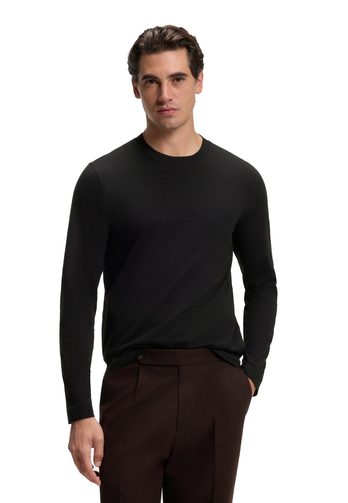 Maglia girocollo nera cotone regular fit Hugo Boss A26 50567762 001001 HUGO BOSS 