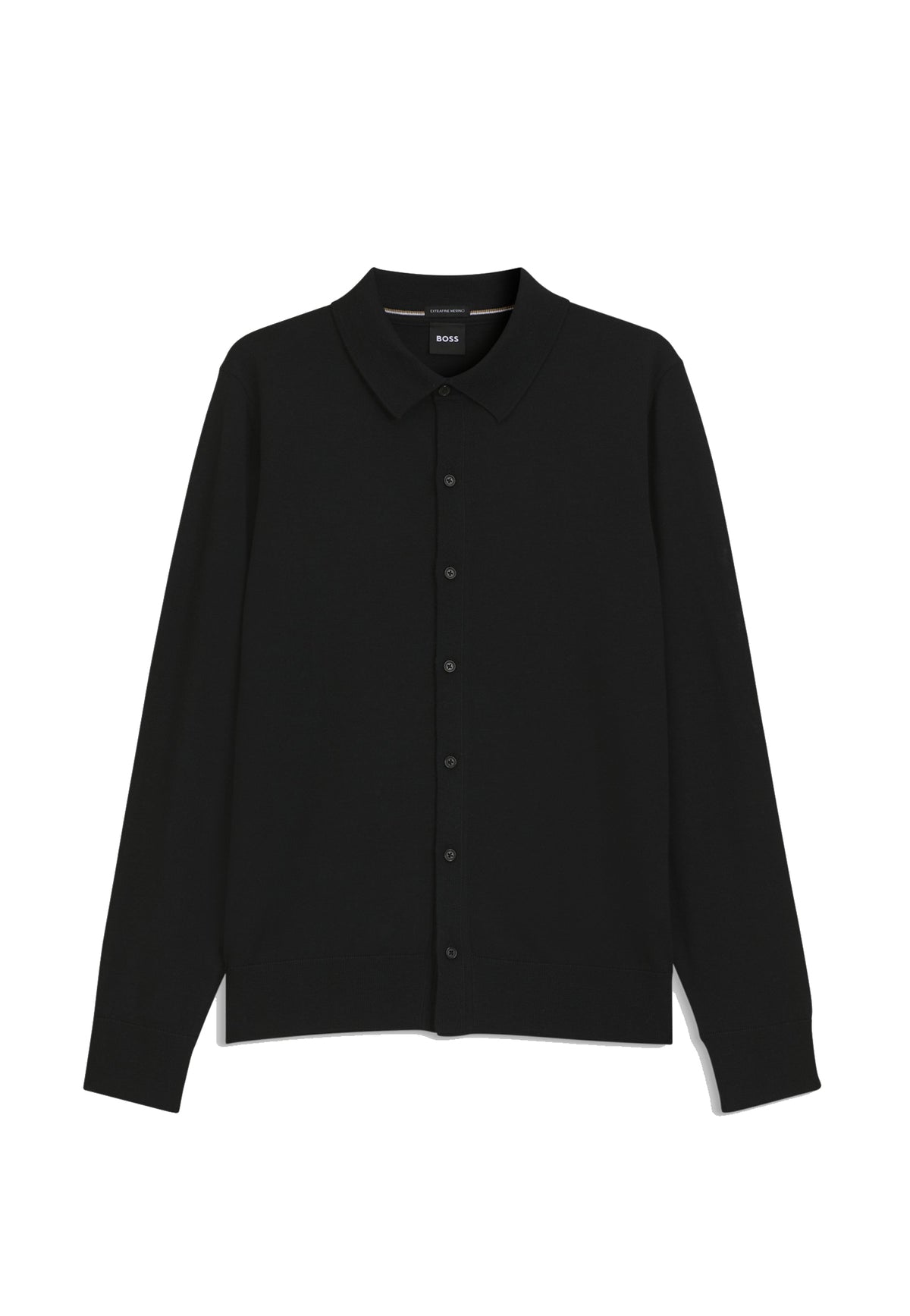 Cardigan maglia con colletto e chiusura bottoni nera lana vergine Hugo Boss A26 50570634 001001 HUGO BOSS 
