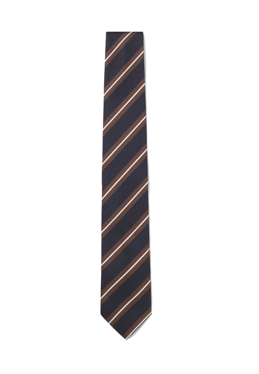 Cravatta blu e marrone misto seta a righe diagonali Hugo Boss A26 50571680 209209 HUGO BOSS 