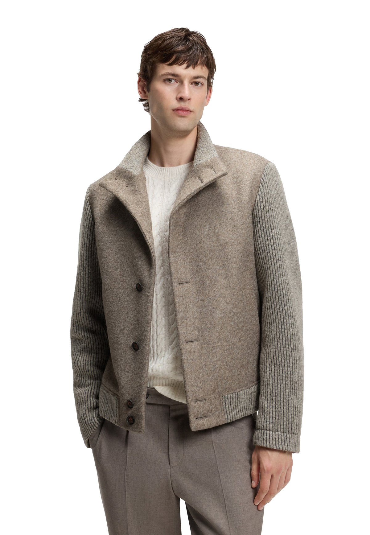 Cappotto corto marrone misto lana vergine Hugo Boss A26 50571866 240240 HUGO BOSS 