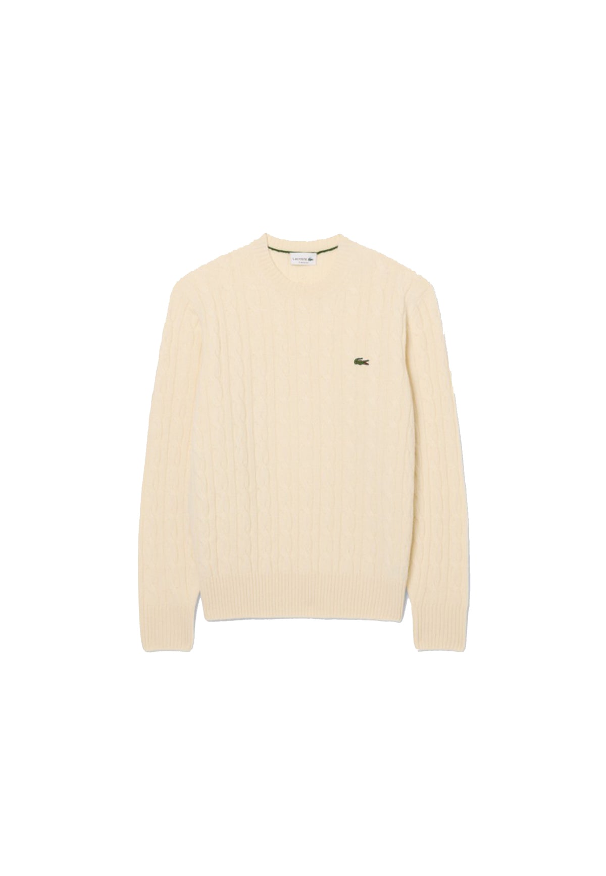 Maglia girocollo pullover beige trecce lana Lacoste A26 AH2924 XFJXFJ LACOSTE 