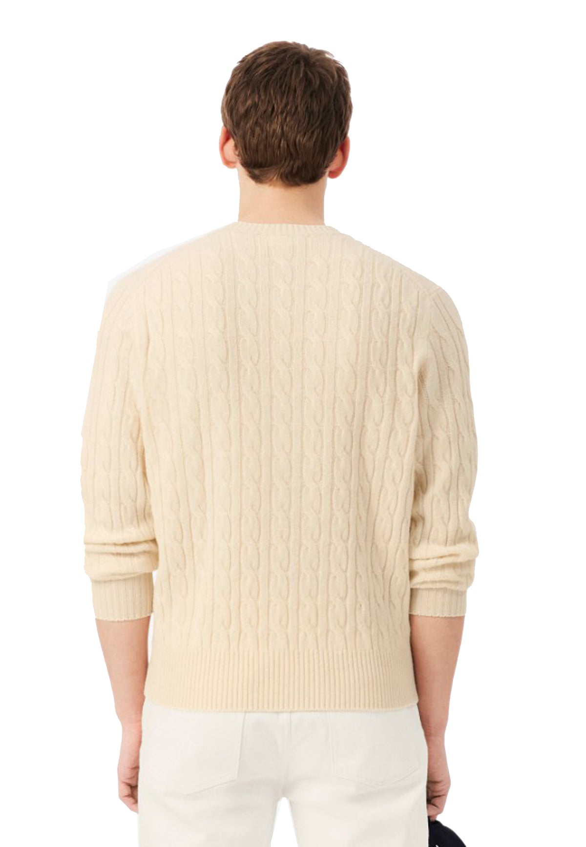 Maglia girocollo pullover beige trecce lana Lacoste A26 AH2924 XFJXFJ LACOSTE 