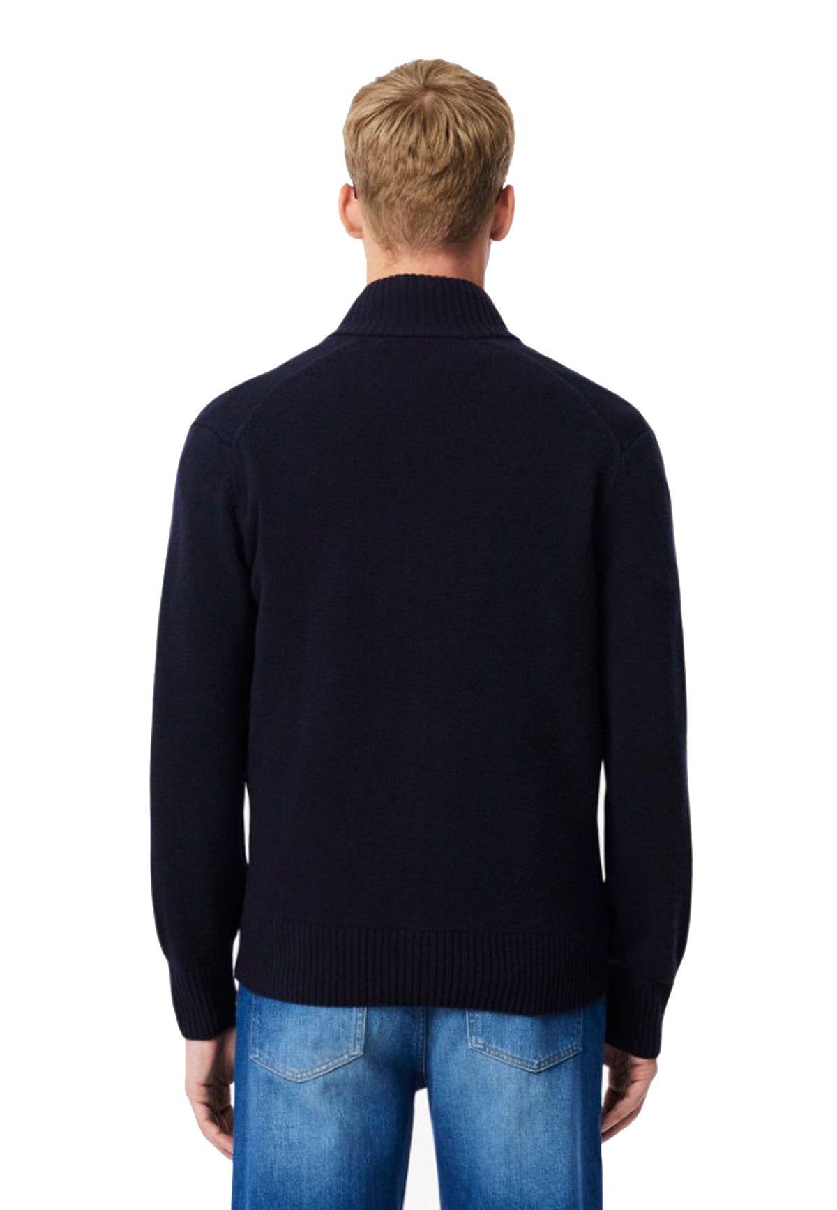 Maglione pullover con zip blu lana Lacoste A26 AH5181 166166 LACOSTE 