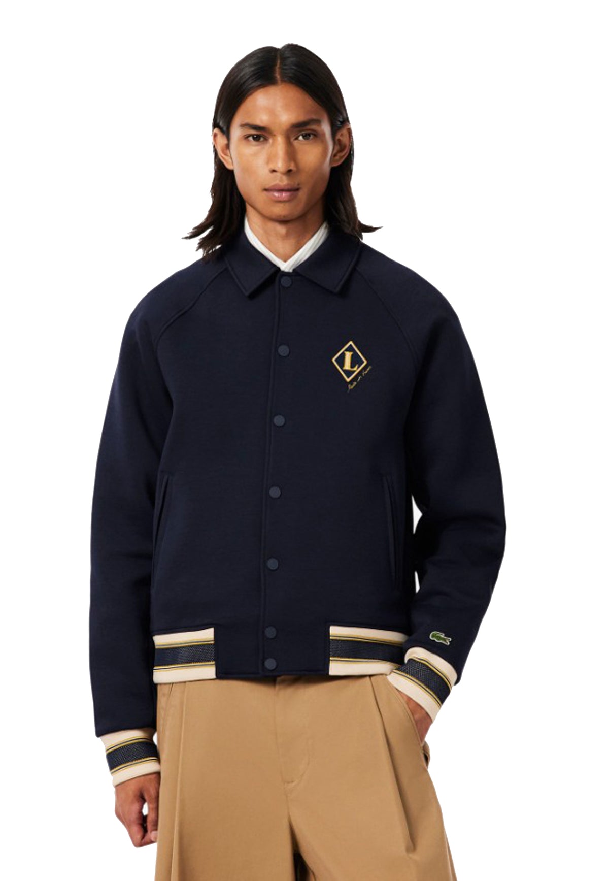 Giacca college in maglia blu Lacoste A26 BH8614 MXQMXQ LACOSTE 